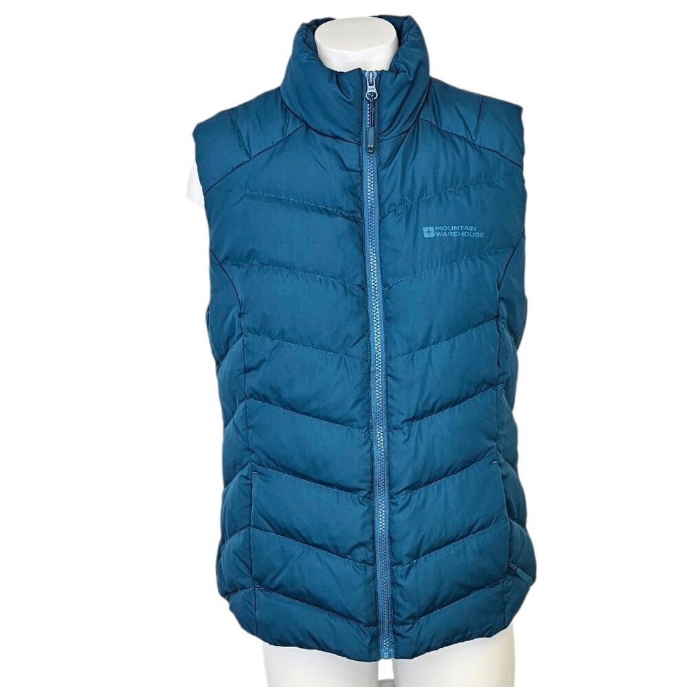 Mountain Warehouse Womens Down, Feather Quilted Puffer Vest, Blue, Size 8